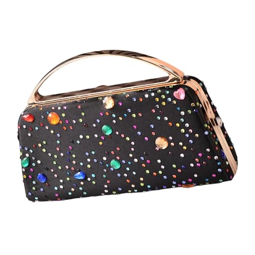 Elegante Abendtasche mit glitzernden Strasssteinen Schultertaschen Kette Handtasche Abendessen Tasche für Partys und Hochzeiten Elegante Handtasche, Schwarz , One Size von PURPLELILY