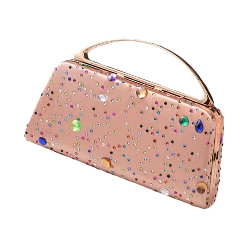 Elegante Abendtasche mit glitzernden Strasssteinen Schultertaschen Kette Handtasche Abendessen Tasche für Partys und Hochzeiten Elegante Handtasche, champagnerfarben, One Size von PURPLELILY