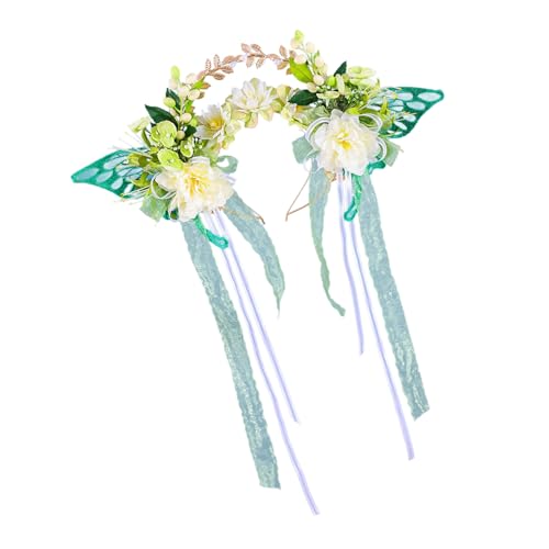 Eleganter Kopfschmuck mit Kunstblumen und fließenden Bändern, für traditionelle Kostüme und Feiern für den täglichen Gebrauch von PURPLELILY