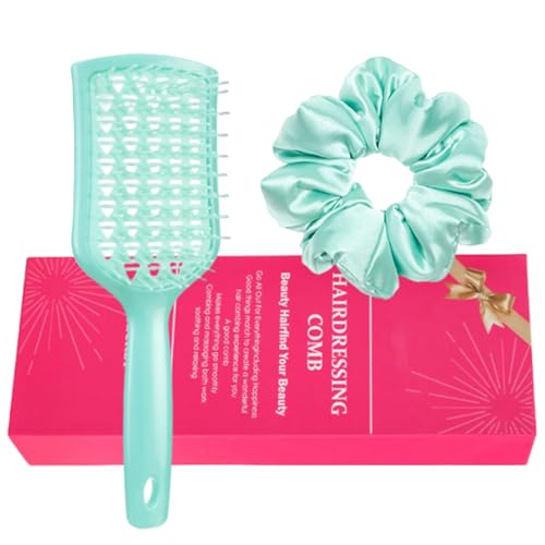 Entwirrende Haarbürste mit Haargummis für Frauen und Mädchen, Zubehör, belüfteter Entwirrer, zieht nicht an belüfteten Haaren von PURPLELILY