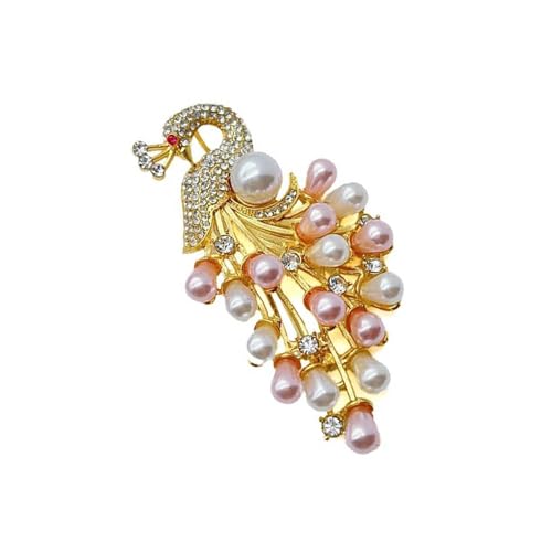 Modische Damen-Brosche mit Strasssteinen und eleganten Perlen, ideal für jedes stilvolle Outfit, Strass-Brosche von PURPLELILY