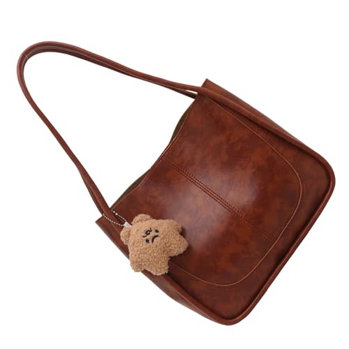 PURPLELILY Elegante Retro-Umhängetasche für Damen mit Charm-Akzent und geräumigem Innenbereich, Unterarmtaschen, stilvolle Damenhandtasche, Reise-Umhängetasche, braun, One Size von PURPLELILY