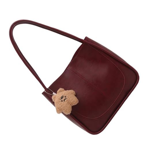 PURPLELILY Elegante Retro-Umhängetasche für Damen mit Charm-Akzent und geräumigem Innenbereich, Unterarmtaschen, stilvolle Damenhandtasche, Reise-Umhängetasche, rot, One Size von PURPLELILY