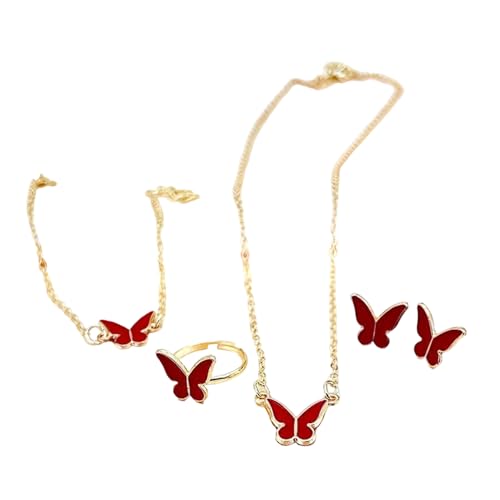 PURPLELILY Stilvolles Schmetterlings-Schmuck-Set mit passenden Ringen und Nieten, für den täglichen Pendler und besondere Anlässe, allergieresistenter Modeschmuck, Einheitsgröße, Wie beschrieben, Wie von PURPLELILY