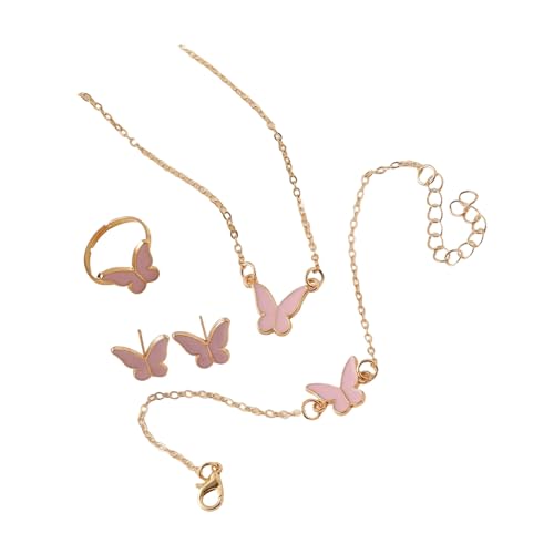 PURPLELILY Stilvolles Schmetterlings-Schmuck-Set mit passenden Ringen und Nieten, für den täglichen Pendler und besondere Anlässe, allergieresistenter Modeschmuck, Einheitsgröße, Wie beschrieben, Wie von PURPLELILY