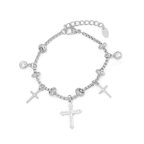 PURPLELILY Verstellbarer Kreuz-Anhänger, stilvolle Gold- oder Stahlfarbe mit funkelnden Strasssteinen, eingelegter Anhänger, Schmuck für soziale Veranstaltungen, Einheitsgröße, Wie beschrieben von PURPLELILY
