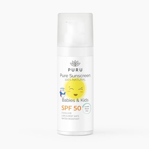 PURU | Pure Mineralische Sonnencreme SPF 50 für Babys & Kinder – 100 % natürlich, nur 7 Inhaltsstoffe, wasserfest, hypoallergen, UVA-/UVB-Schutz – Gesicht & Körper | 50 ml von PURU
