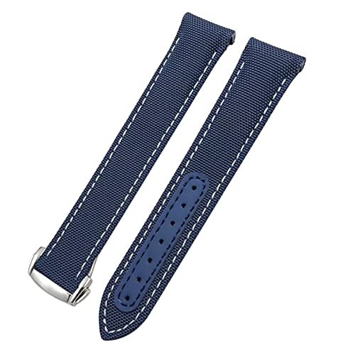 PURYN 20 mm Uhrenarmband aus Segeltuch und Leder unten für Omega Seamaster 300 Speedmaster AT150 Planet Ocean, Nylon-Uhrenarmband für Damen und Herren, 20 mm, Achat von PURYN