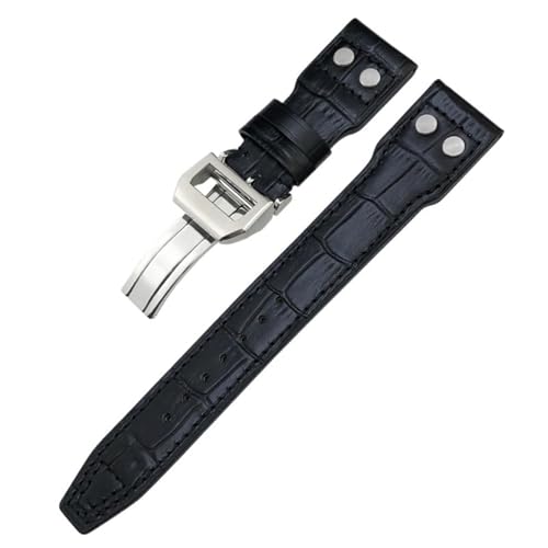 PURYN Dickes echtes Leder Kalbsleder Armband 20 mm 21 mm 22 mm für IWC Big PILOT Spitfire IW5009 IW3777 Nieten Rindsleder Uhrenarmband, 22mm, Achat von PURYN