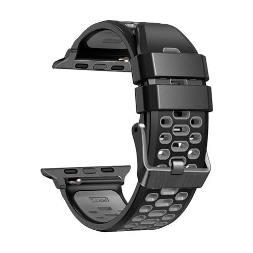 PURYN FKM Gummi-Uhrenarmband für Apple Watch Ultra 1, 2, 49 mm, 45 mm, 44 mm, 42 mm, Ersatz-Uhrenzubehör, Armband der Serie 9, 8, 7, 6, 5, 4, SE, 45 mm, Achat von PURYN