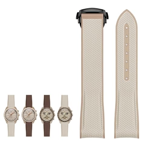 PURYN Gummi-Silikon-Uhrenarmband, 20 mm, Uhrenarmband für Omega X Swatch Joint MoonSwatch Celestial Sports mit gebogenem Ende, 20 mm, Achat von PURYN