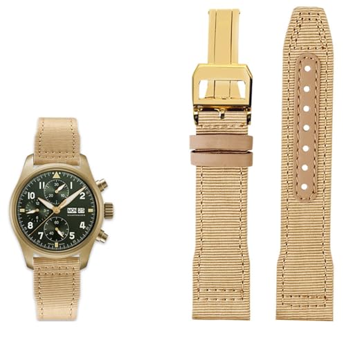 PURYN Nylon-Lederarmband, 20 mm, 21 mm, 22 mm, passend für IWC Le Petit Prince Big Pilot Top Gun IW3777, schwarzes Sport-Leinenarmband, 20 mm, Achat von PURYN