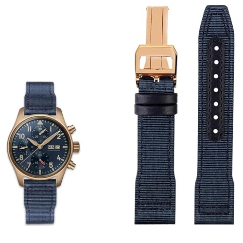 PURYN Nylon-Lederarmband, 20 mm, 21 mm, 22 mm, passend für IWC Le Petit Prince Big Pilot Top Gun IW3777, schwarzes Sport-Leinenarmband, 20 mm, Achat von PURYN