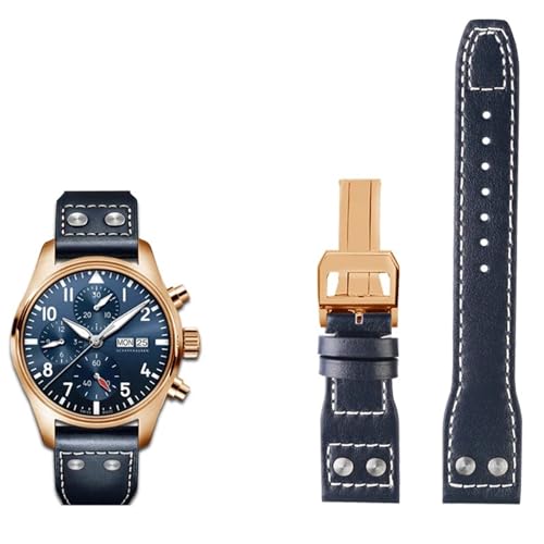 PURYN Uhrenarmband aus echtem Leder, 20, 21, 22 mm, passend für IWC Big Pilot Spitfire Top Gun, Braun, Schwarz, Blau, Rindsleder, 22 mm, Achat von PURYN