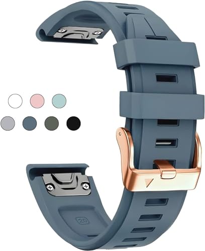 PURYN Uhrenarmband für Garmin Fenix 6S 5S 7S, 20 mm, Armband für Fenix 6s Pro 5s Plus, rotgoldene Schnalle, Silikon, schneller Ersatz, Einheitsgröße, Achat von PURYN
