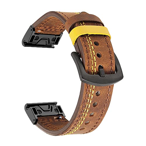 Smartwatch-Armband aus Leder, 22 mm, 26 mm, Schnellverschluss, für Garmin Fenix 7, 7X, 5, 5X, Plus, 6, 6X, Pro 3, 3HR, Epix-Armband, 22mm Fenix 5 6 Pro, Achat von PURYN