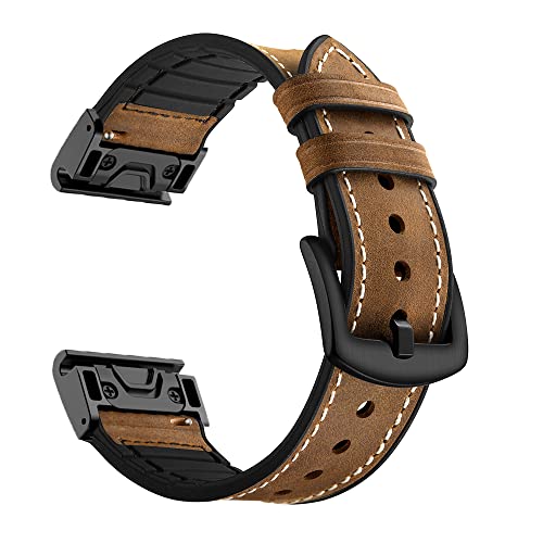 Smartwatch-Armband aus Leder, 22 mm, 26 mm, Schnellverschluss, für Garmin Fenix 7, 7X, 5, 5X, Plus, 6, 6X, Pro 3, 3HR, Epix-Armband, QuickFit 22mm, Achat von PURYN