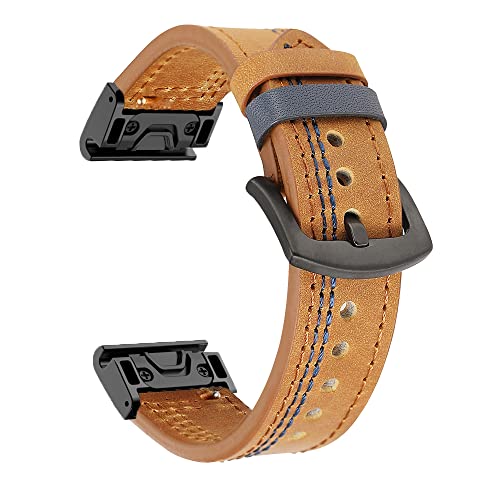 Smartwatch-Armband aus Leder, 22 mm, 26 mm, Schnellverschluss, für Garmin Fenix 7, 7X, 5, 5X, Plus, 6, 6X, Pro 3, 3HR, Epix-Armband, QuickFit 22mm, Achat von PURYN