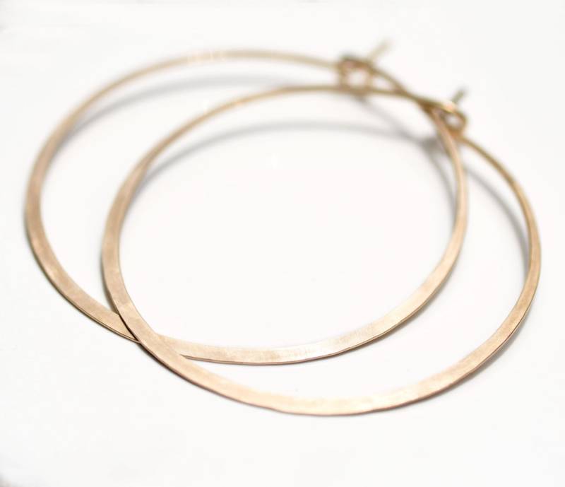 14K Solid Gold Oder Rose - Große Gehämmerte Creolen von PURYST