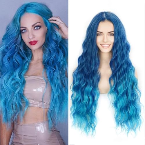 Damen Perücken aus Spitze 100% T-förmige Spitze Perücke mit Mittelscheitel Kopfbedeckung mit Handgeflochtene Perücke Geeignet für Frauen Zum Tragen und 36 Zoll von PUSAPA