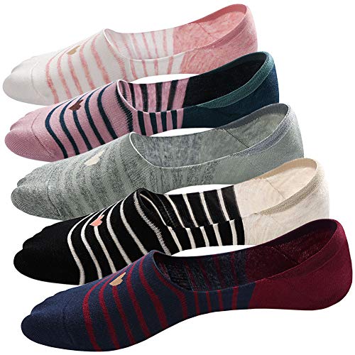 Damen Unsichtbare Sneaker Socken Damen Füßlinge aus Baumwolle Frauen kurze Socken mit Rutschfestem Silikon, 5 Paare von PUTUO