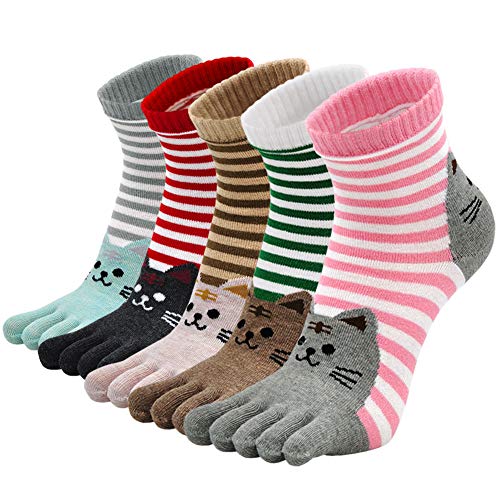 PUTUO Zehensocken Damen Finger Socken: Sneaker Socken aus Baumwolle mit Fünf Zehen für Sport Laufende Freizeit 5 Paare von PUTUO