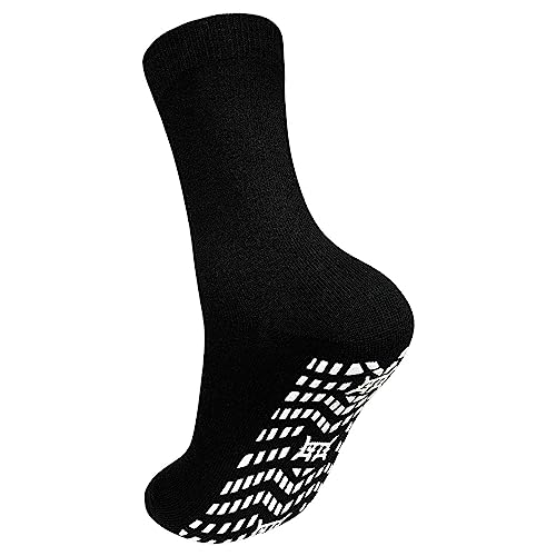 PUTUO ABS Rutschfeste Socken für Herren: Stoppersocken Männer Antirutsch Socken mit Noppen Herren Baumwolle Sport Noppensocken Rutschsocken 39-43 Schwarz 1 Paar von PUTUO