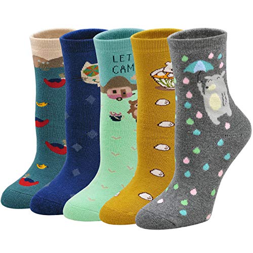 PUTUO Thermosocken Damen Dicke Warme Socken Frauen Wintersocken Bunte Lustige Winter Thermo Socken mit Innenfrottee, 5 Paar von PUTUO