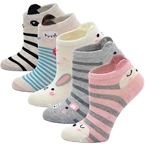 PUTUO Kinder Socken Bunt Socken aus Baumwolle, Kleinkind Kinder Mädchen Socken Karikatur Tier Socken Lustige Witzige Sneaker Socken Babysocken, 5-7 Jahre von PUTUO