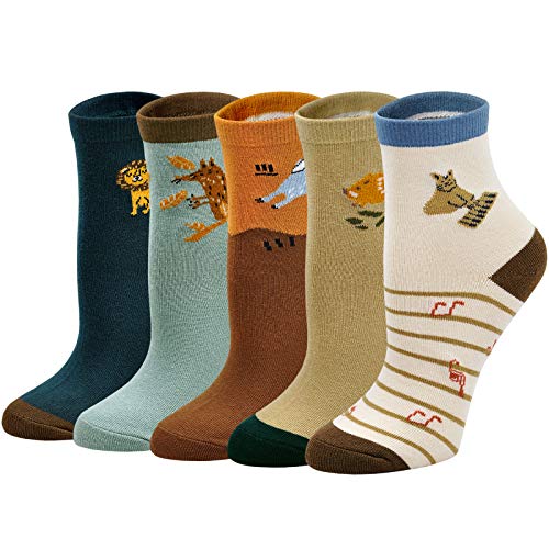 PUTUO Kinder Socken Jungen Bunt Sneaker Socken aus Baumwolle, Kindersocken Witzige Socken Kinder Junior Lustige Strümpfe 20-22, 5 Paare von PUTUO