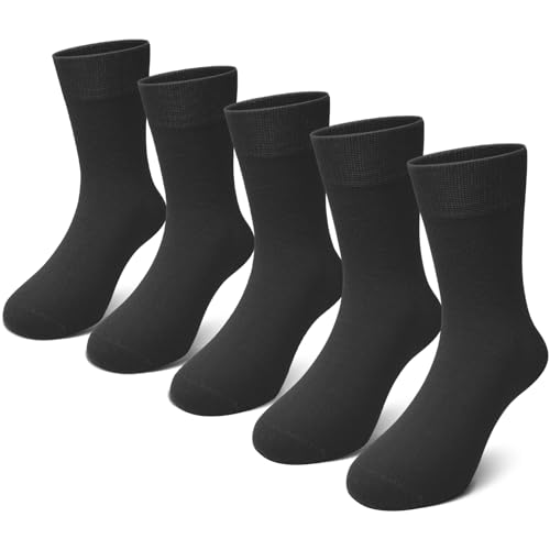 PUTUO Kinder Socken für Jungen Mädchen: Nahtlose Kindersocken aus Bambusviskose – Weiche Atmungsaktiv Unisex Kinder Strümpfe Größe 31-34 für Schule Alltag 5 Paar Grau von PUTUO