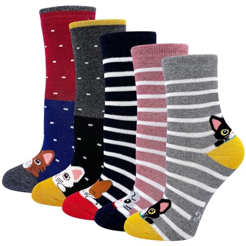 PUTUO Kinder Winter Socken Kindersocken: Wintersocken Mädchen Dicke Warme Thermosocken Kinder Frottee Thermo Baumwolle Socken 8-11 Jahre größe 31-34 von PUTUO