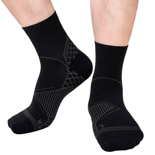PUTUO Neuropathie Socken für Damen Herren: Orthopädische Kompressionssocken Polyneuropathie und Plantarfasziitis Socken zur Schmerzlindernde Schwarz 1 Paare S von PUTUO