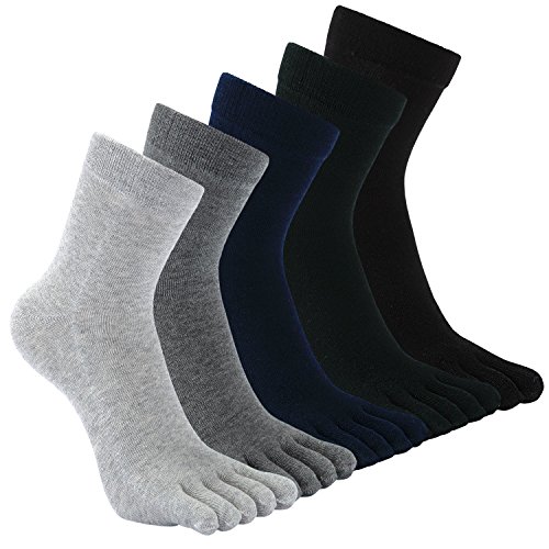 PUTUO Zehensocken Herren Baumwolle Socken mit Zehen, Zehensocken Männer Fünf Finger Socken Herren Sport Zehensocken Winter Sneaker Socken 39-44 von PUTUO