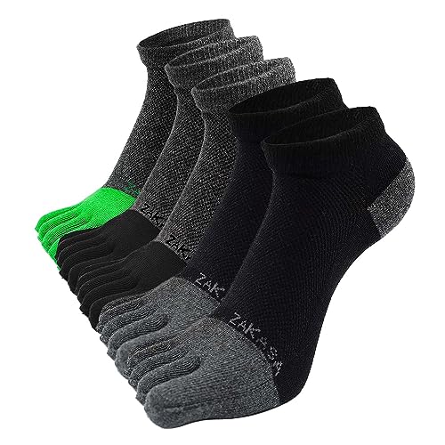 PUTUO Zehensocken für Herren Laufsocken Sneakersocken: Sneaker Socken aus Baumwolle für Herren Kurz Fünf Finger Sportsocken Atmungsaktiv Wandersocken Männer Anti Blasen Trekkingsocken 5 Paar 43-46 von PUTUO