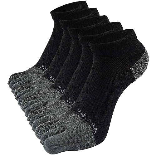 PUTUO Zehensocken für Herren Sneaker Socken: Laufsocken aus Baumwolle Männer Kurz Sportsocken Atmungsaktiv Wandersocken Anti Blasen Sneakersocken Trekkingsocken Herrensocken 5 Paar 39-42 von PUTUO