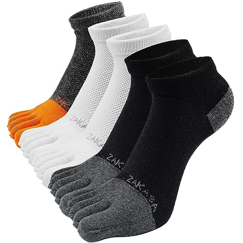 PUTUO Zehensocken für Herren Sneaker Socken: Laufsocken aus Baumwolle Männer Kurz Sportsocken Atmungsaktiv Wandersocken Anti Blasen Sneakersocken Trekkingsocken Herrensocken 5 Paar 39-42 von PUTUO