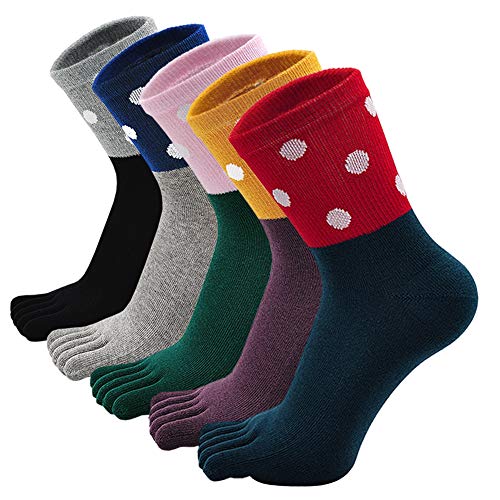 Zehensocken Damen Fünf Finger Socken aus Baumwolle, Damen Sneaker Socken mit Zehen für Sport Laufende Freizeit, atmungsaktive und bunte Socken, 5 Paare, EU 36-41 von PUTUO