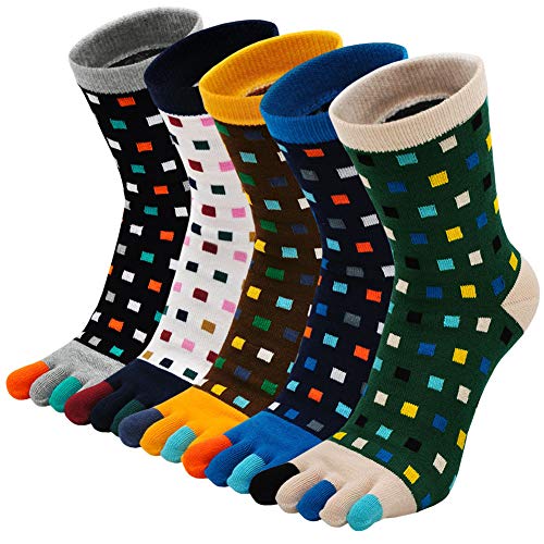 Zehensocken Herren Baumwolle Five Finger Socken, Winter Bunte Zehensocken Männer Socken mit Zehen für Sport Laufende, EU 39-44, 5 Paare von PUTUO