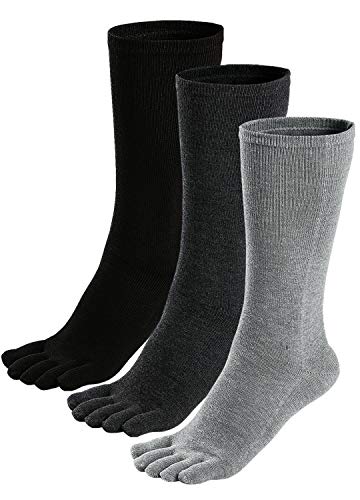 Zehensocken Herren Baumwolle Fünf Finger Socken Männer Socken mit Zehen für Sport Laufende, EU 39-45, 3/5 Paare von PUTUO