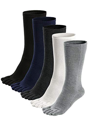 Zehensocken Herren Baumwolle Fünf Finger Socken Männer Socken mit Zehen für Sport Laufende, EU 39-45, 3/5 Paare von PUTUO