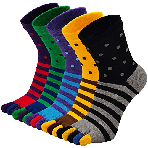 Zehensocken Herren Fünf Finger Socken: Männer Socken mit Zehen Baumwolle Winter Bunte Zehensocken für Sport Laufende Größe 44-47 5 Paare von PUTUO