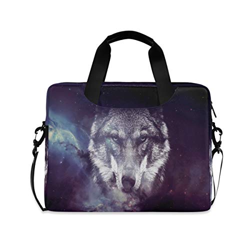 PUXUQU Galaxis Wolf Gesicht Laptoptasche 15.6 Zoll Laptop Tasche Aktentasche Hülle Notebooktasche Handtasche Schulter Tasche für Uni Arbeit Business von CMMT