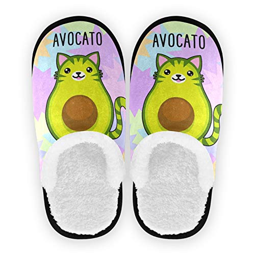 PUXUQU Hausschuhe für Frauen Süß Karikatur Avocado Katze Hausschuhe Schlafzimmerschuhe Hausschuhe für Frauen Männer Kinder Kinder Indoor Travel Verwendung von PUXUQU