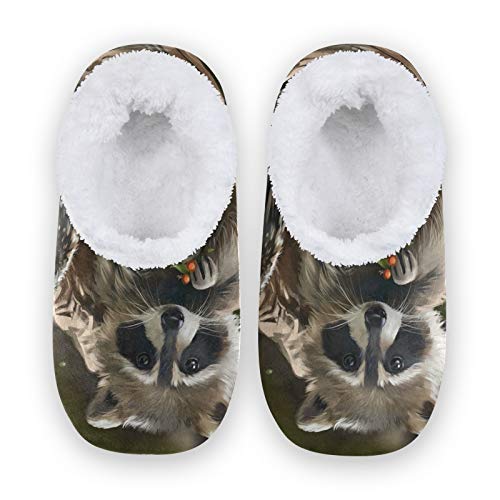 PUXUQU Hausschuhe für Frauen Süß Tier Waschbär Hausschuhe Schlafzimmerschuhe Hausschuhe Socken Hausschuhe für Frauen im Innenbereich von PUXUQU