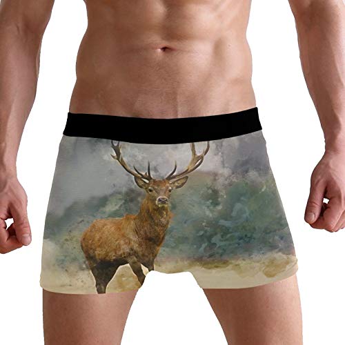 PUXUQU Herren Boxershorts Jahrgang Hirsch Unterhosen Männer Herrenunterwäsche Unterwäsche von PUXUQU