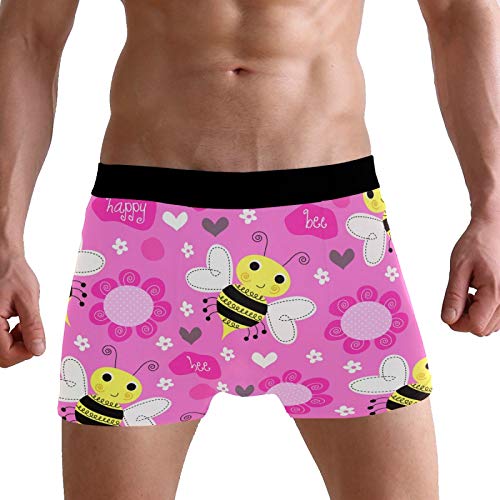 PUXUQU Herren Boxershorts Süß Biene Blume Unterhosen Männer Herrenunterwäsche Unterwäsche von PUXUQU