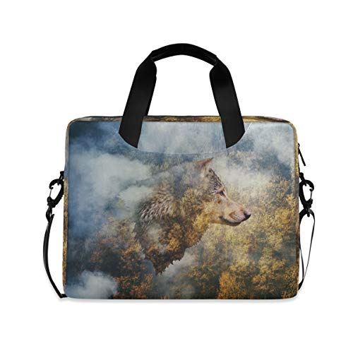 PUXUQU Jahrgang Wolf Laptoptasche 15.6 Zoll Laptop Tasche Aktentasche Hülle Notebooktasche Handtasche Schulter Tasche für Uni Arbeit Business von CMMT