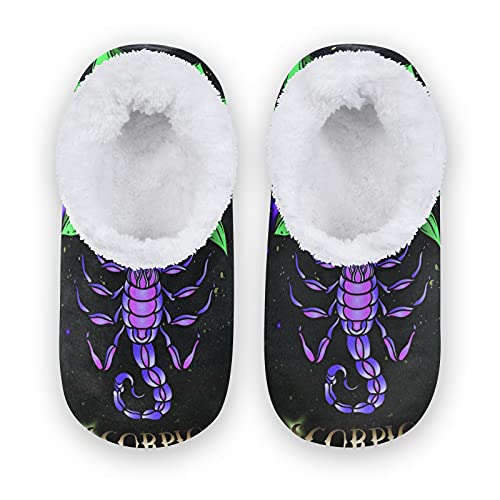 PUXUQU Kinder Hausschuhe Skorpion Geschenk Konstellationen Horoskop Symbol Hausschuh Schlafzimmer Schuhe Hausschuhe Socken Warme Hausschuhe für Jungen mädchen von CMMT