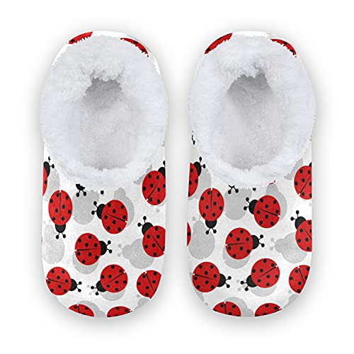 PUXUQU Kinder Hausschuhe Süß Marienkäfer Rot Pattern Hausschuh Schlafzimmer Schuhe Hausschuhe Socken Warme Hausschuhe für Jungen mädchen von CMMT